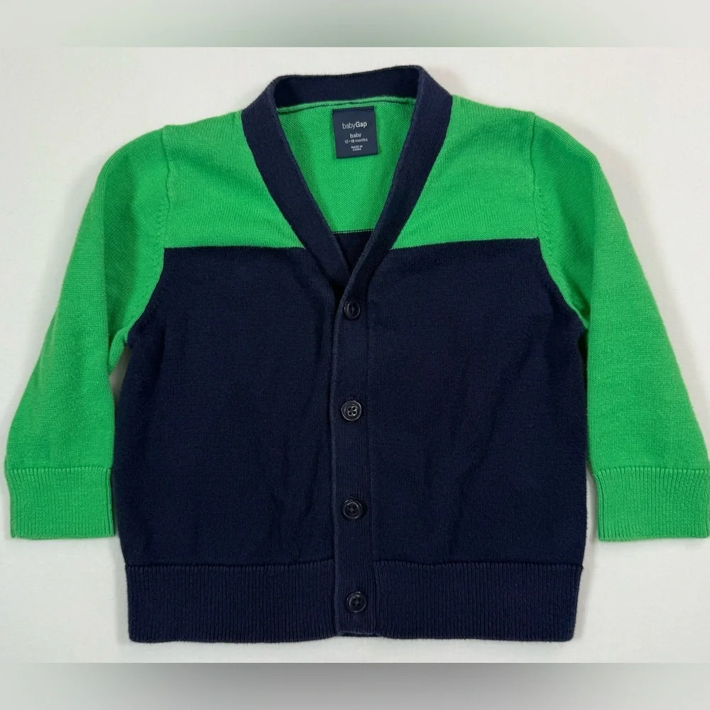BABY GAP Baby Boys Grandpacore Colorblock Cardigan Sweater 12-18m‎ Preppy Retro